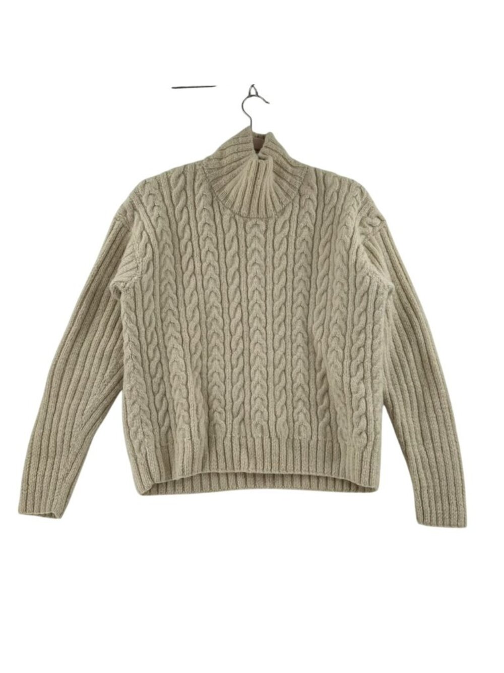 VTG Indigenous Sweater Women's M Cream Alpaca & Sheep Wool HandKnit Mockneck
